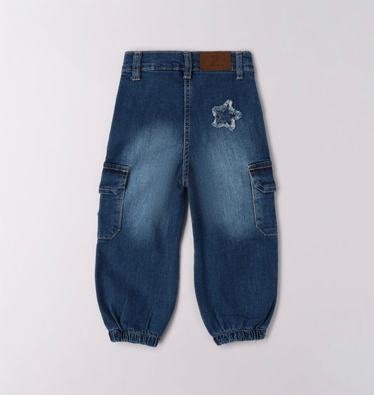Jeans bambina in denim stretch di cotone