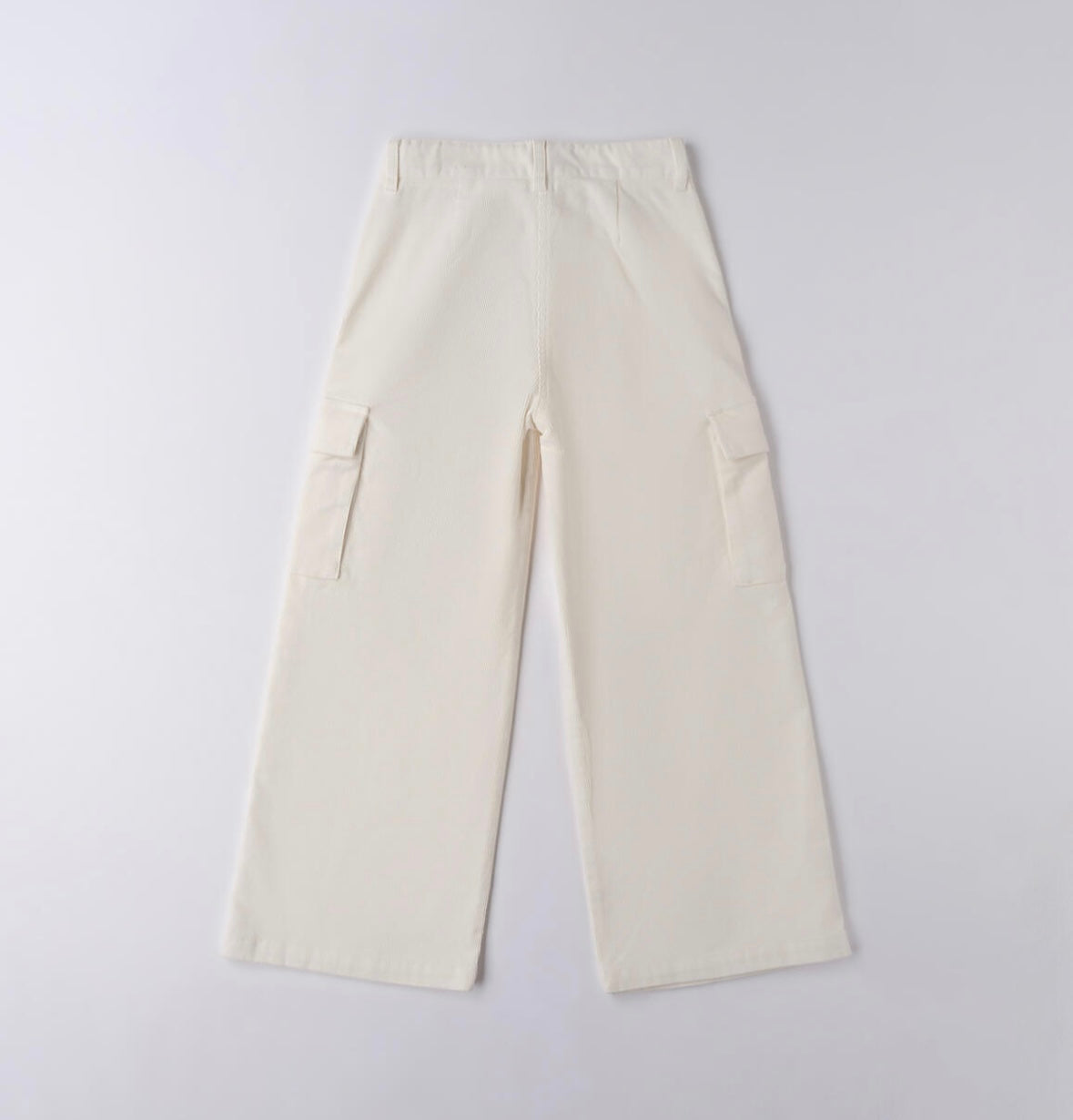 Pantalone in velluto panna con tasche laterali