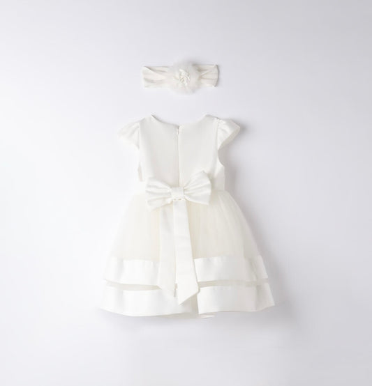 Abito battesimo in tessuto satin e tulle