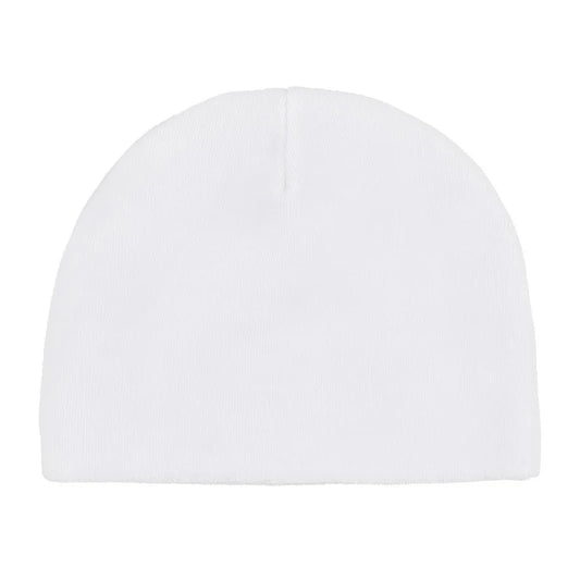 Berretta bianca in ciniglia con ricamo orsetti