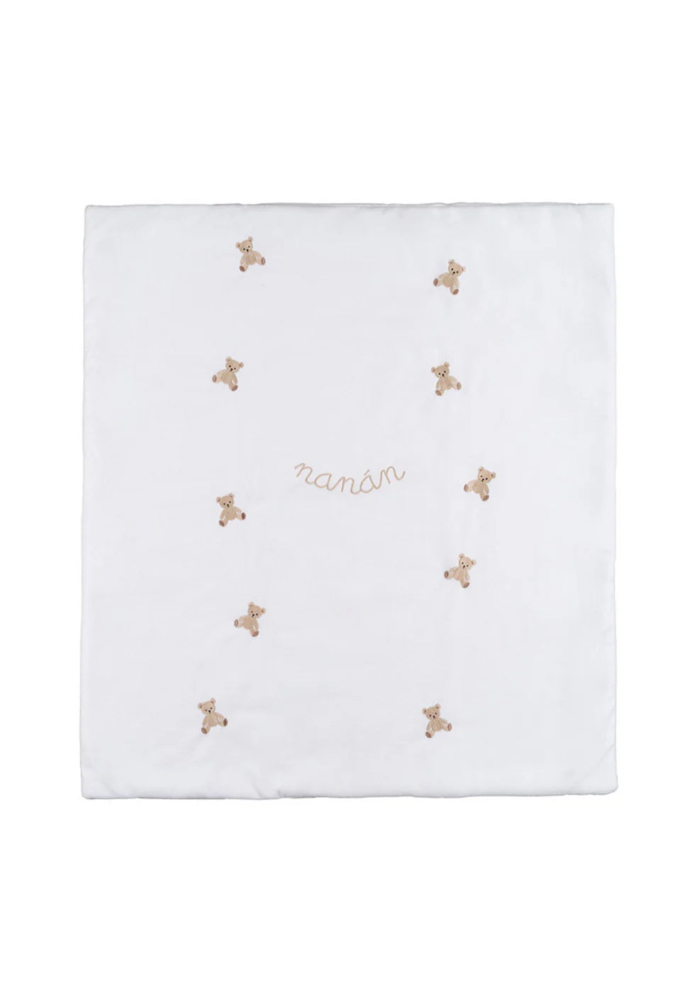 Coperta bianca in ciniglia con ricamo orsetti