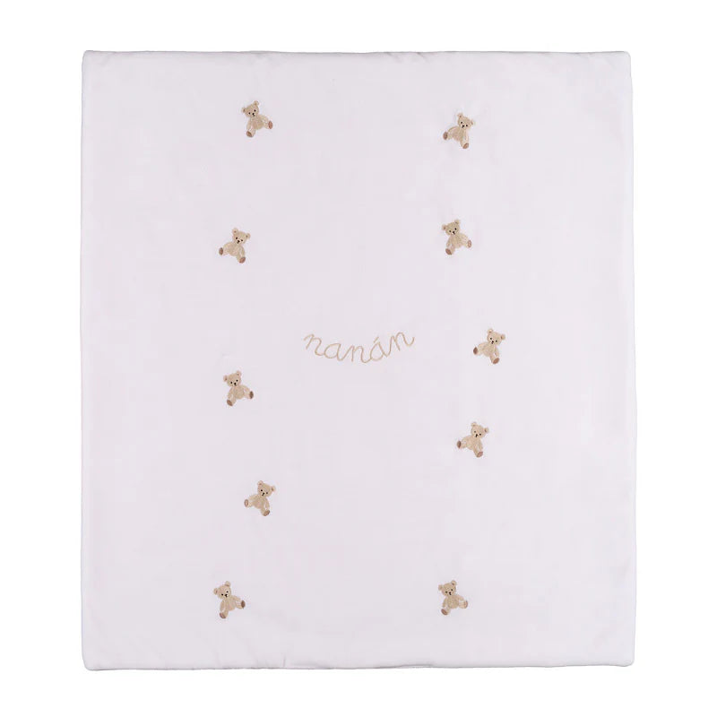 Coperta rosa in ciniglia con ricamo orsetti