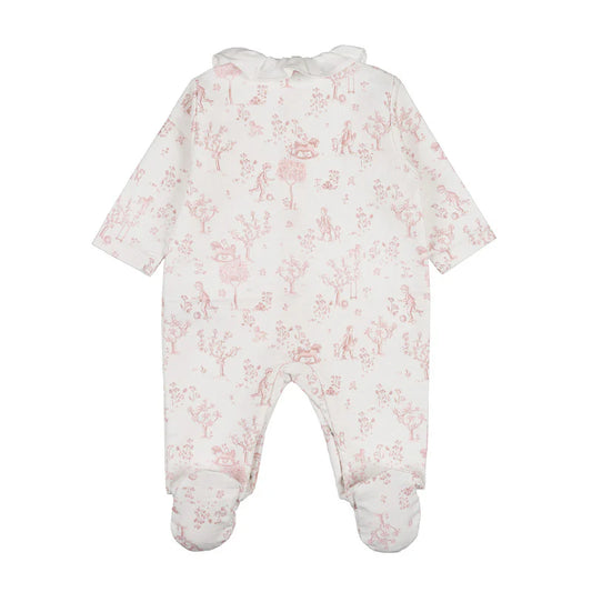 Tutina aperta davanti rosa con colletto e piedi