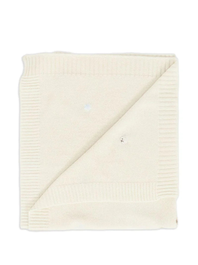 Coperta bianca in lana con ricami