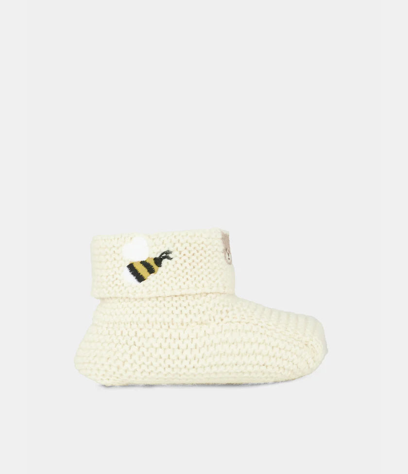 Scarpine in lana nel colore bianco con ricami