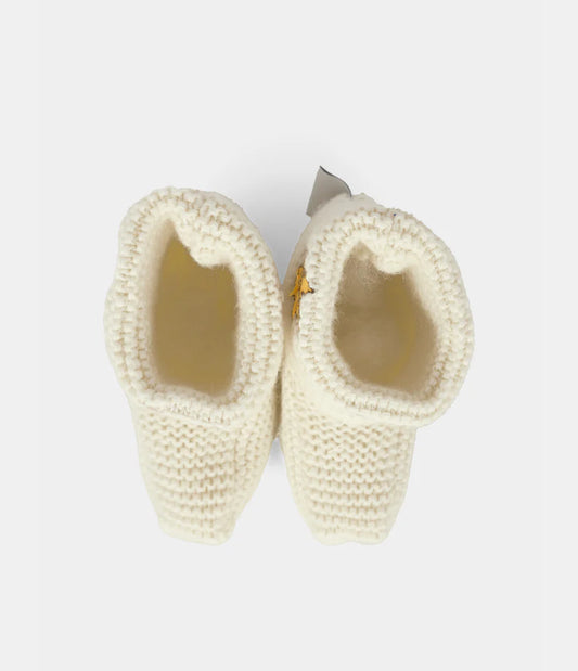 Scarpine in lana nel colore bianco con ricami