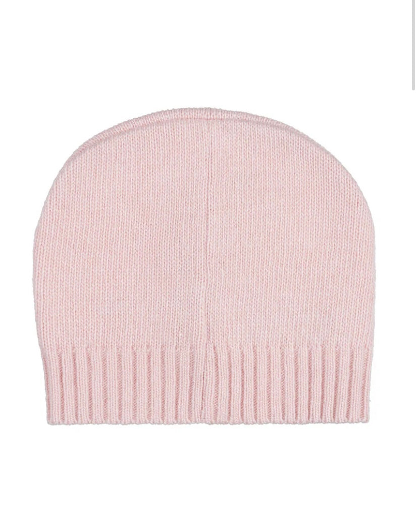 Berretta rosa in lana con ricami