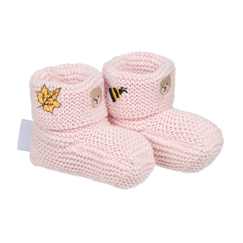 Scarpine in lana nel colore rosa con ricami