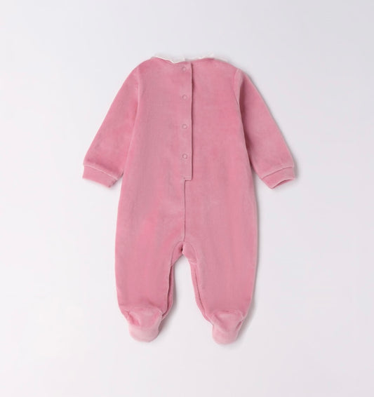 Tutina neonata ciniglia nel colore rosa antico