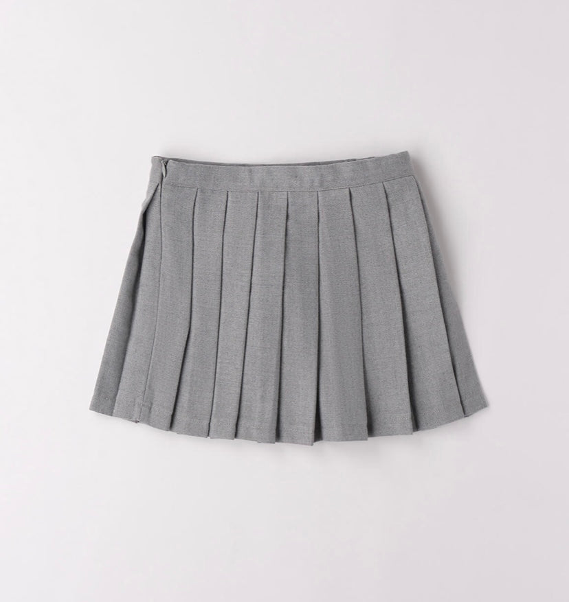 Gonna plisse bambina in grigio melange