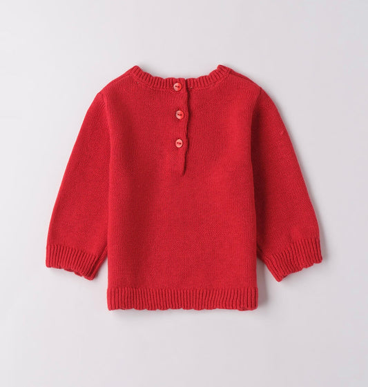 Maglione per neonata rosso con orsetto davanti