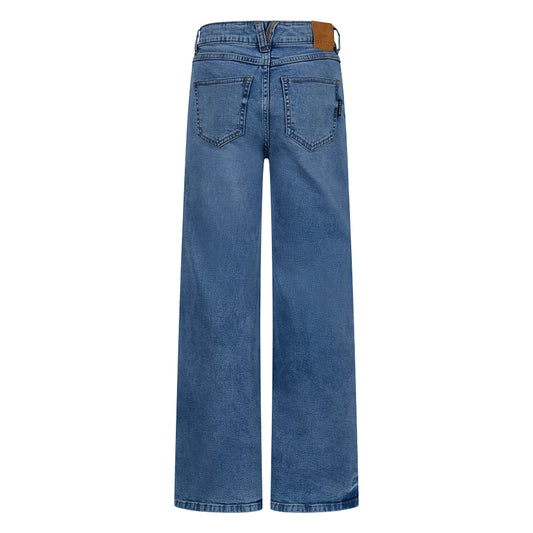 Jeans 5 tasche bambina nel colore medium denim