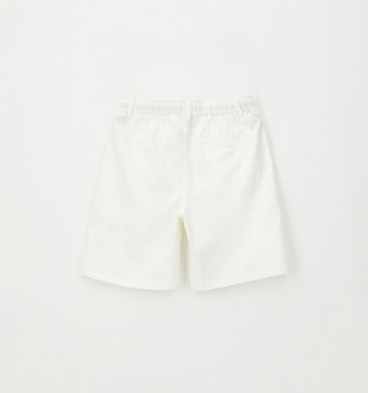 Pantalone corto in lino e cotone con coulisse in vita