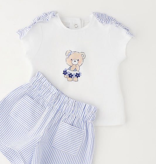 Completo neonata con t-shirt e short rigato