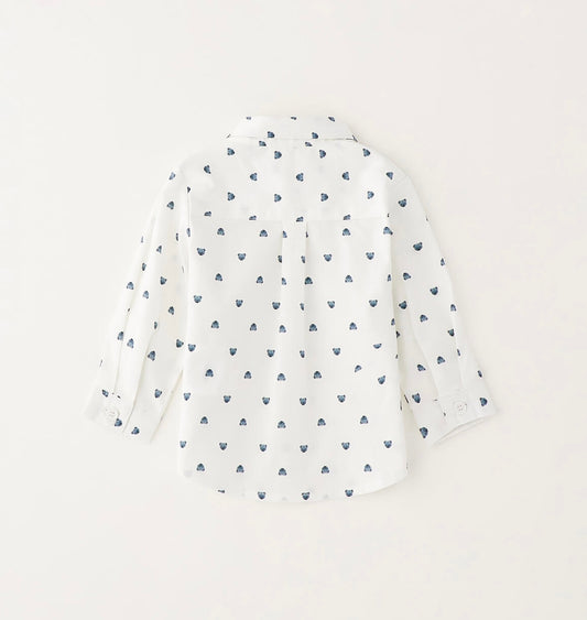 Camicia bianca neonato fantasia orsetti verde