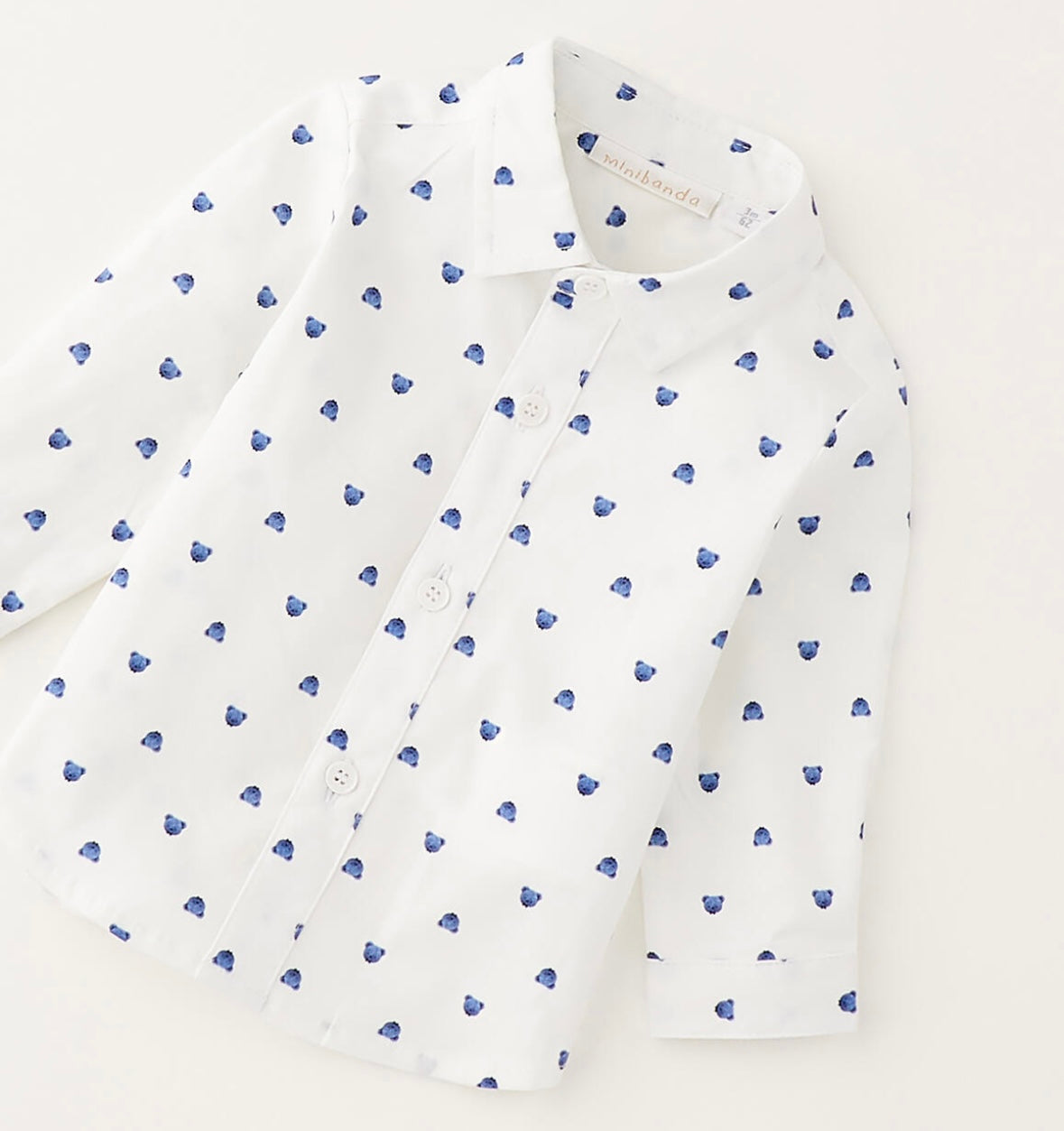 Camicia bianca con stampa orsetti blu