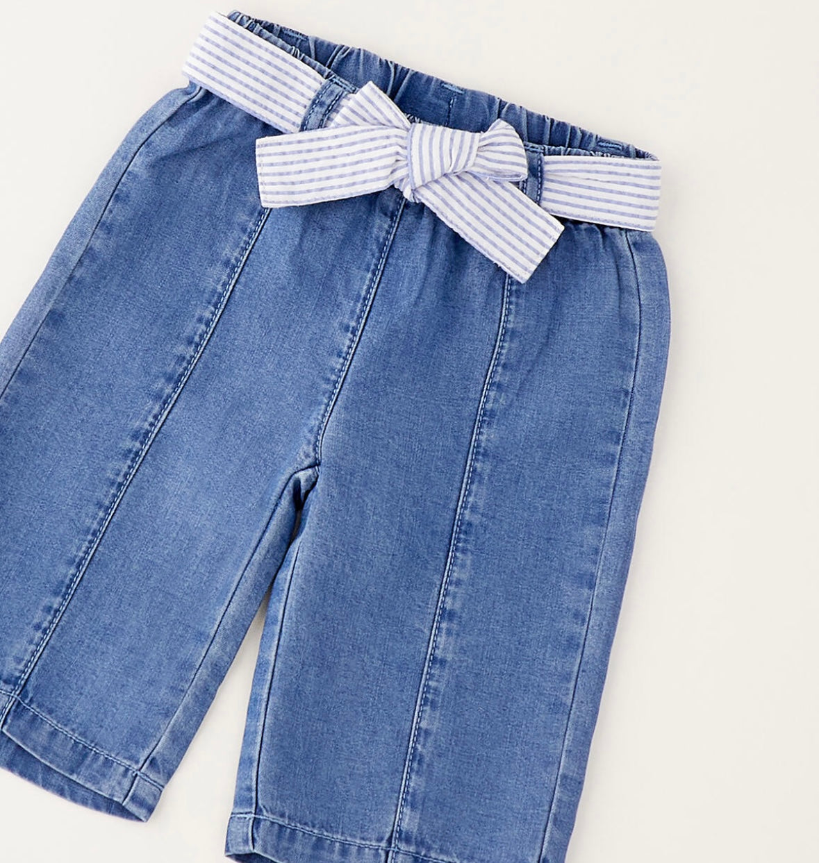 Pantalone lungo neonata con elastico in vita e cintura rigata
