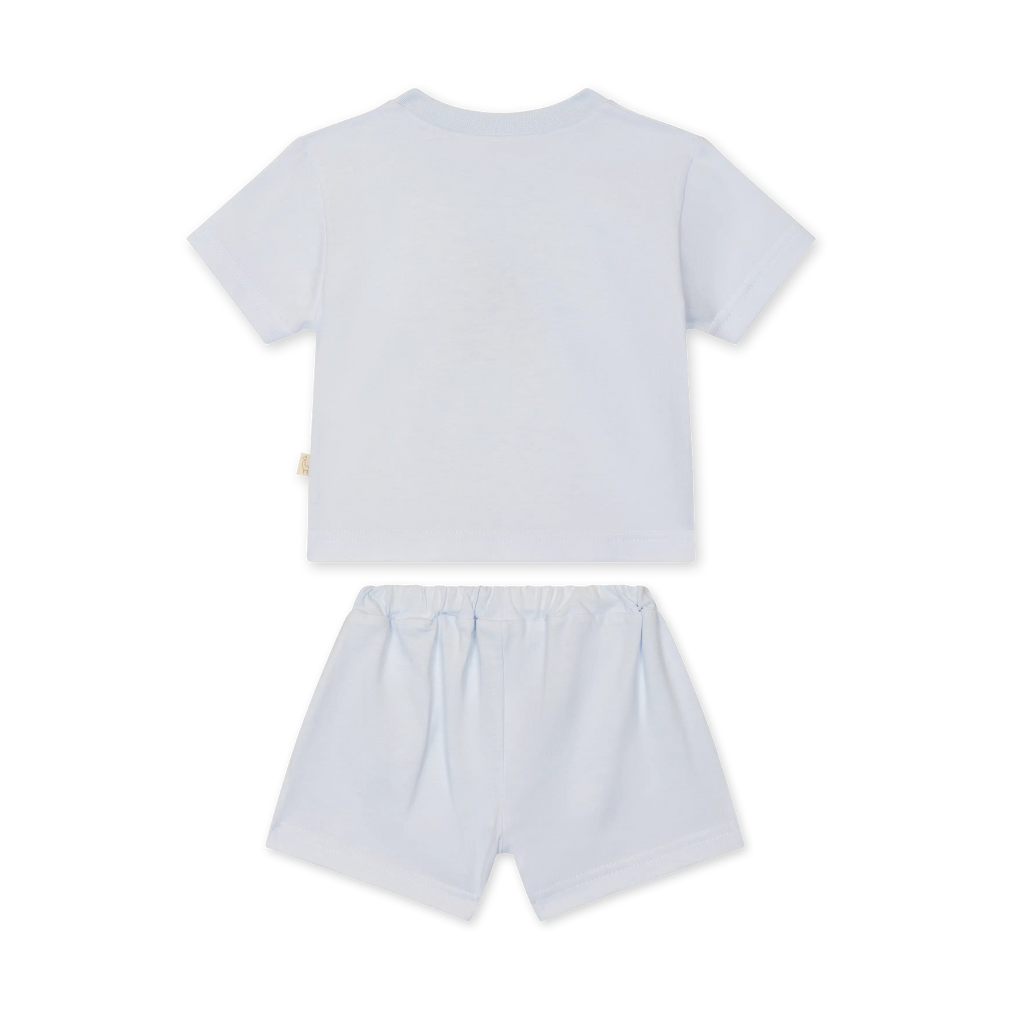 Pigiama bambina in cotone di jersey azzurro con ricamo orsetto