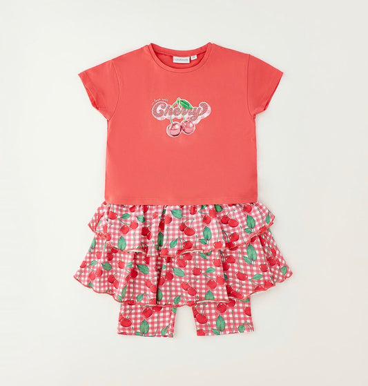 Completo composto da T-shirt e leggings con gonna