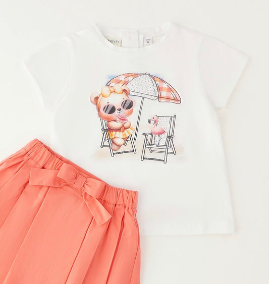 Completo bambina composto da t-shirt e gonna pantalone