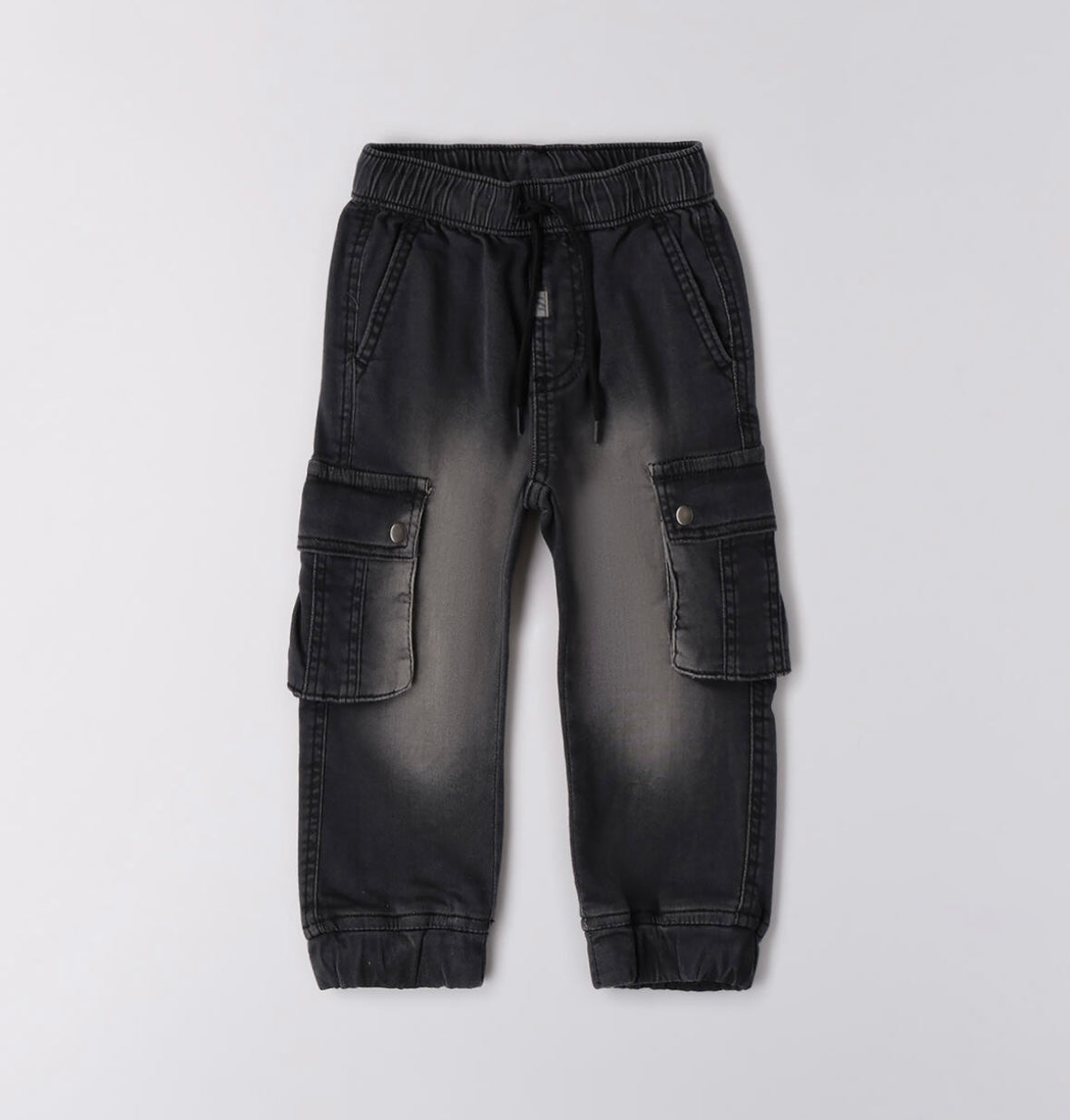Jeans bambino con tasche laterali e coulisse