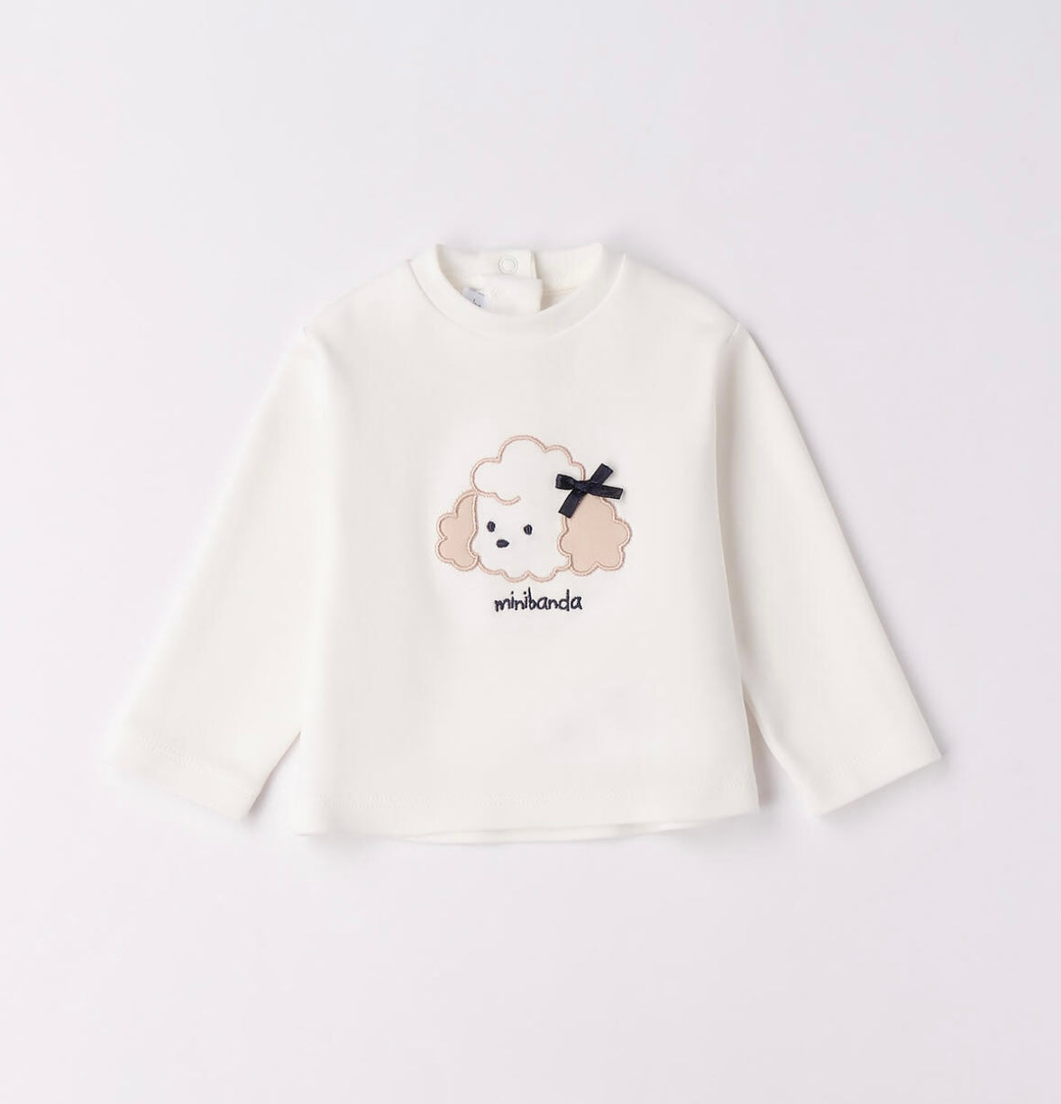 Maglietta in cotone nel colore panna con ricamo davanti