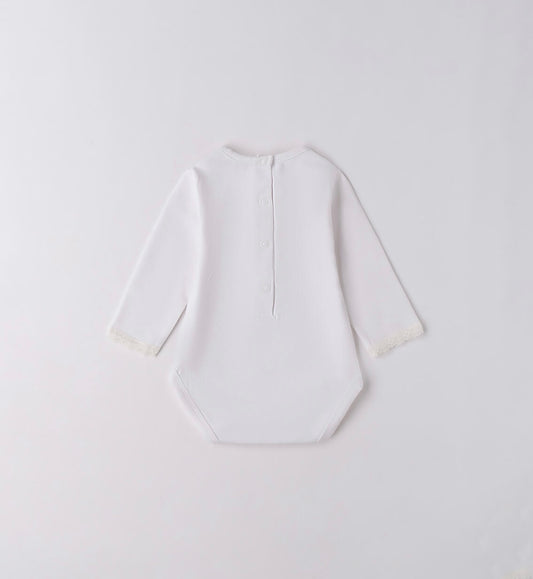 Body per neonata in jersey di cotone nel colore panna