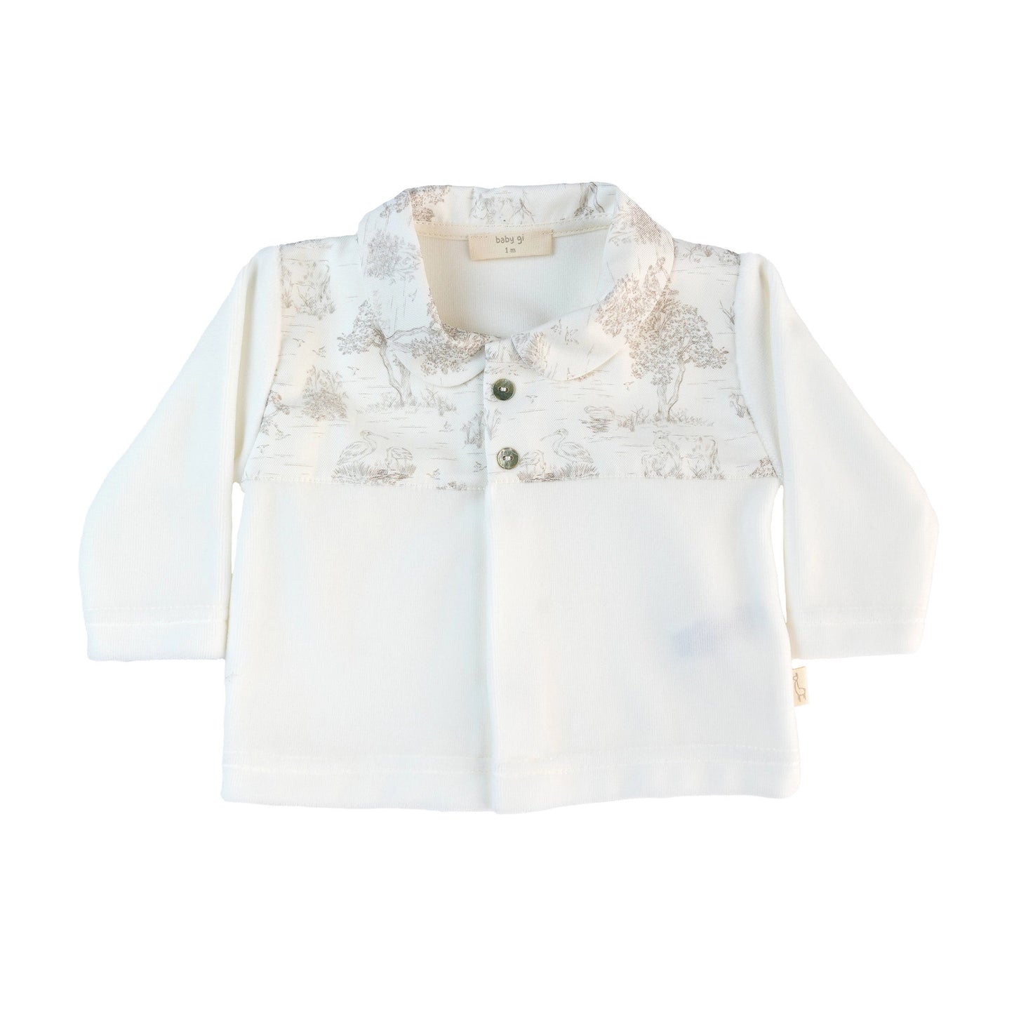 Set due pezzi country neonato in ciniglia bianca