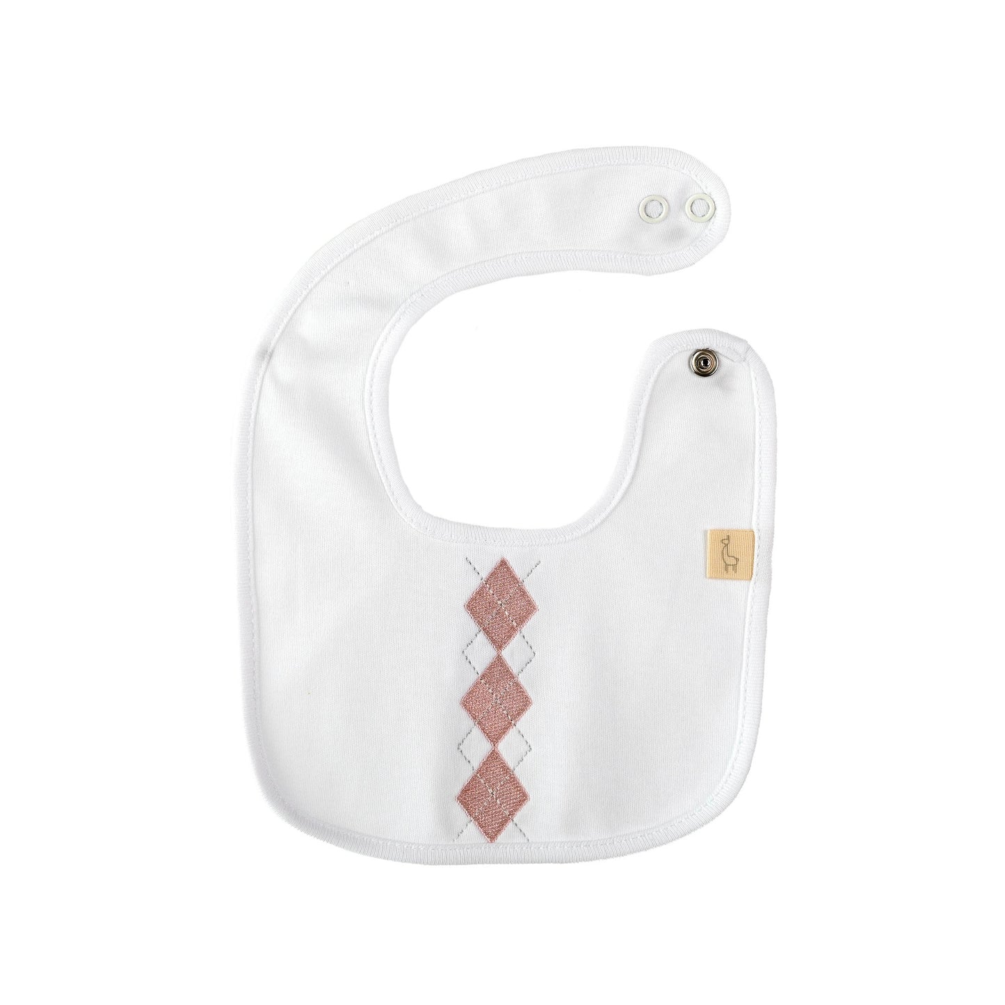 Bavetta Pretty bianca con ricamo rombi rosa