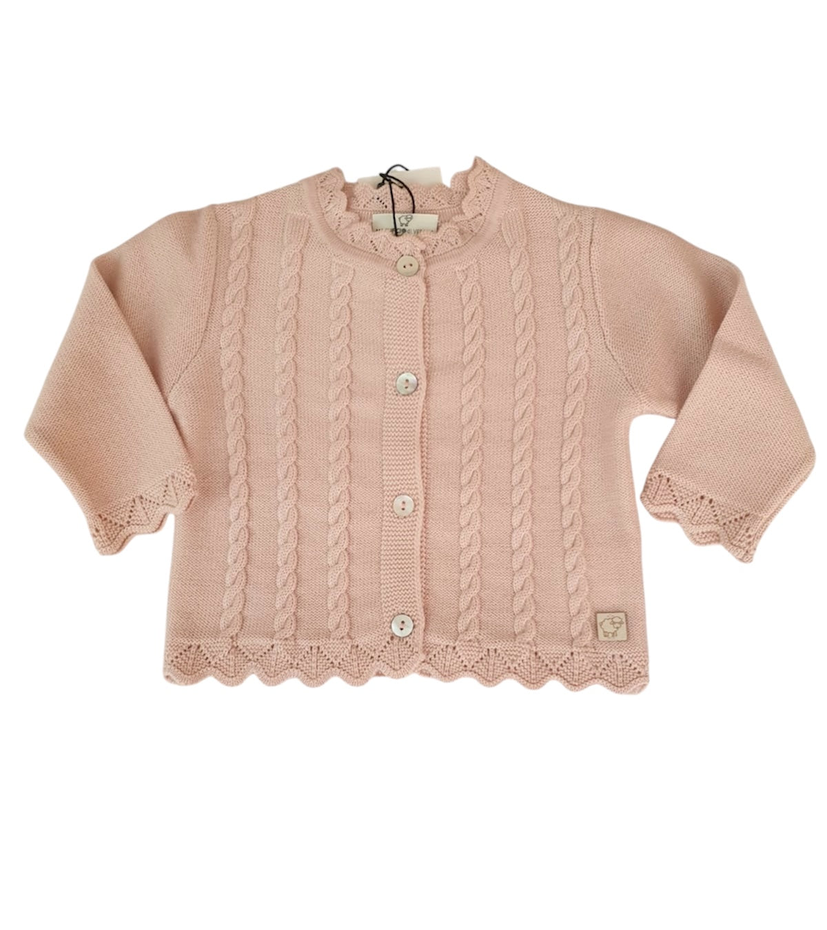 Giacca a trecce in pura lana Merino, nel colore rosa