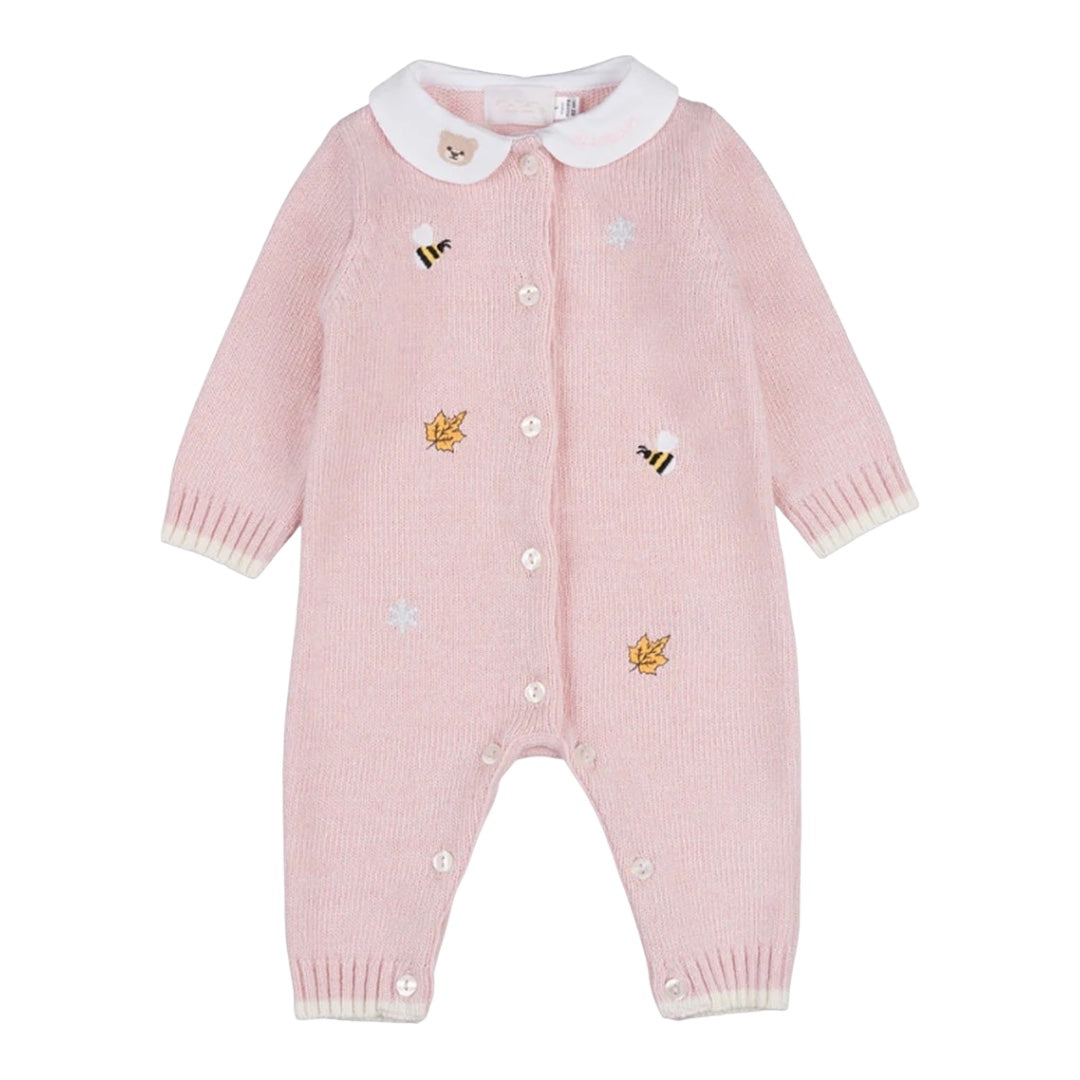 Tutina rosa in lana con ricami