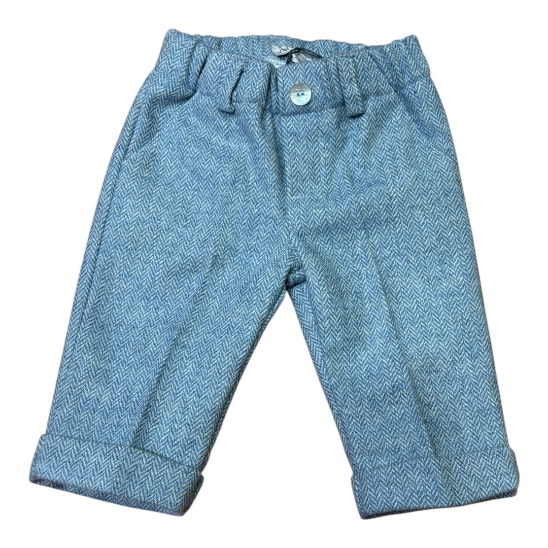 Pantalone spigato in lana azzurro
