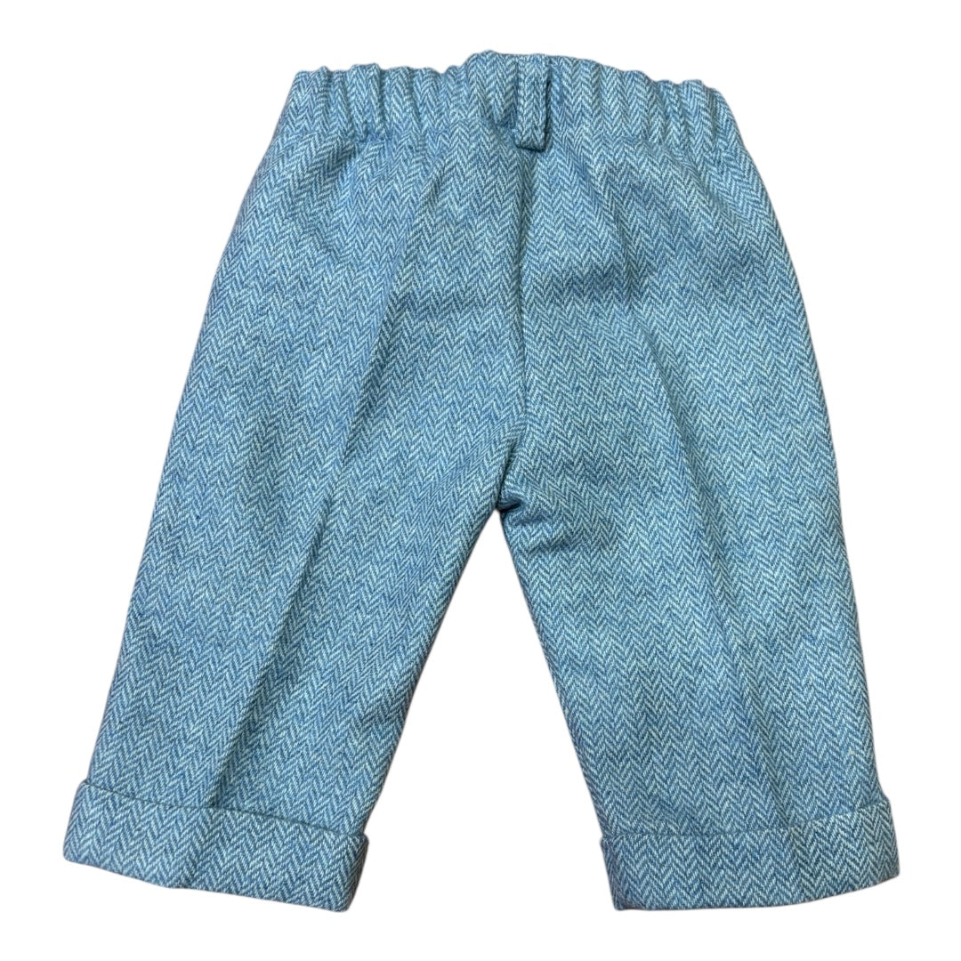 Pantalone spigato in lana azzurro