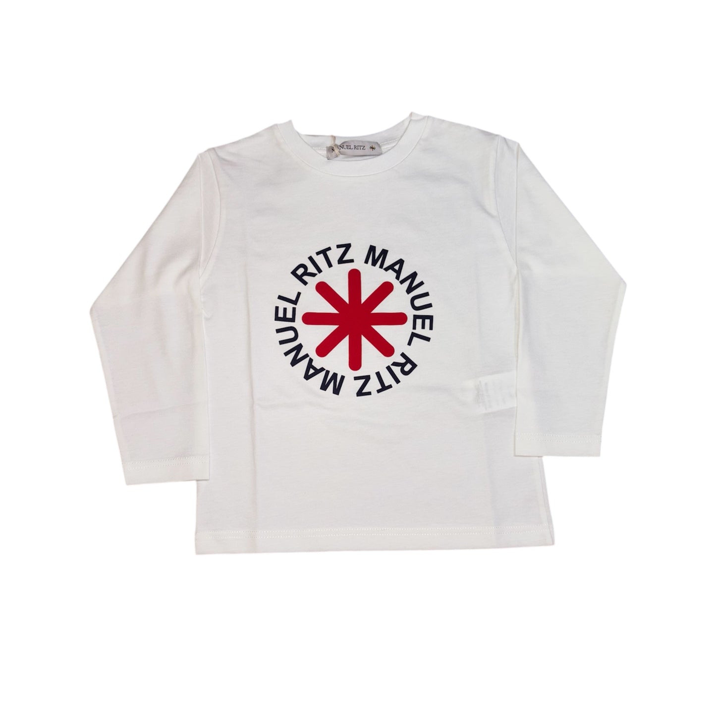 T-shirt bianca in cotone manica lunga