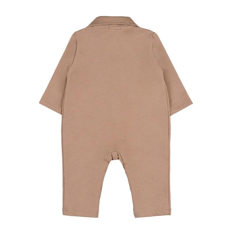 Tutina aperta davanti beige con tasche orsetto