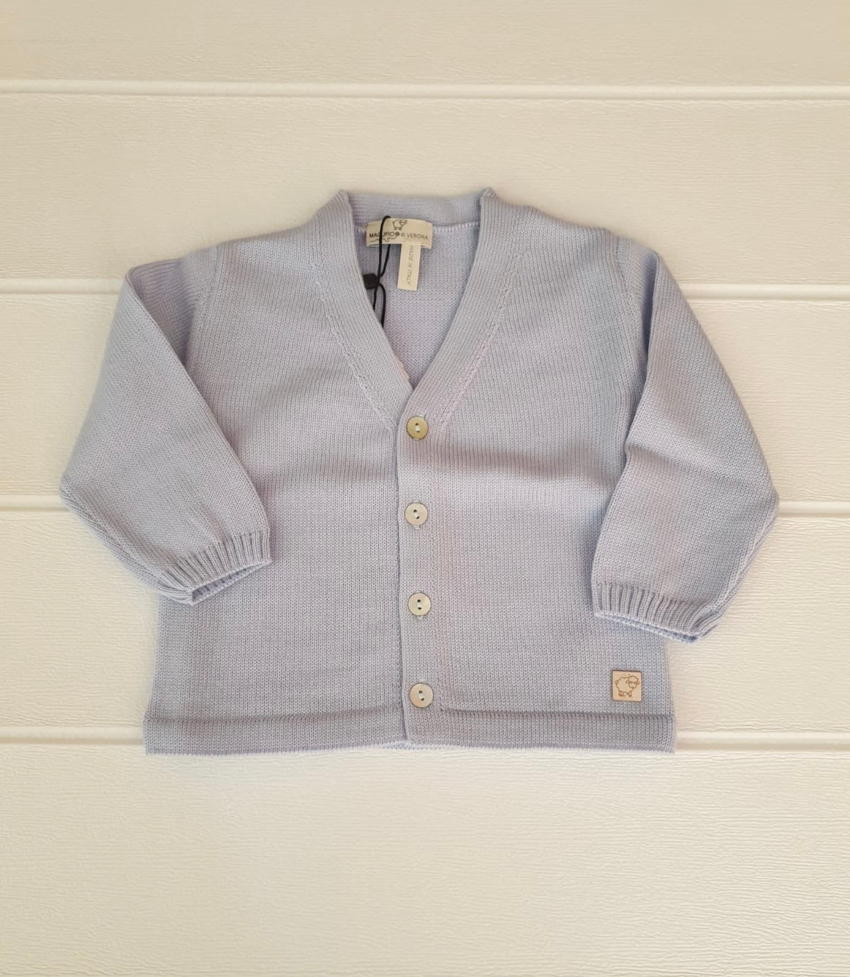 Giacca neonato in pura lana Merino nel colore celeste