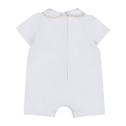 Pagliaccetto bianco con colletto e grafica. In cotone.