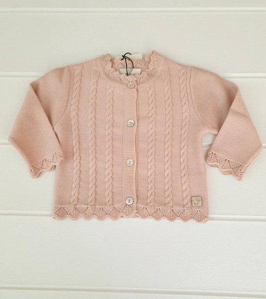Giacca a trecce in pura lana Merino, nel colore rosa