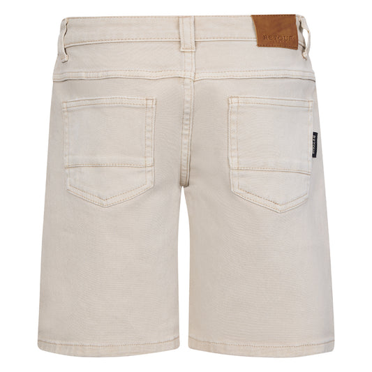 Pantaloncini in denim, vita elasticizzata regolabile.