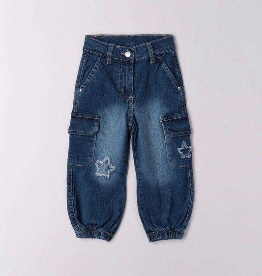 Jeans bambina in denim stretch di cotone