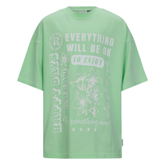 Maglietta oversize nel colore mela verde, maniche corte e scollo rotondo.