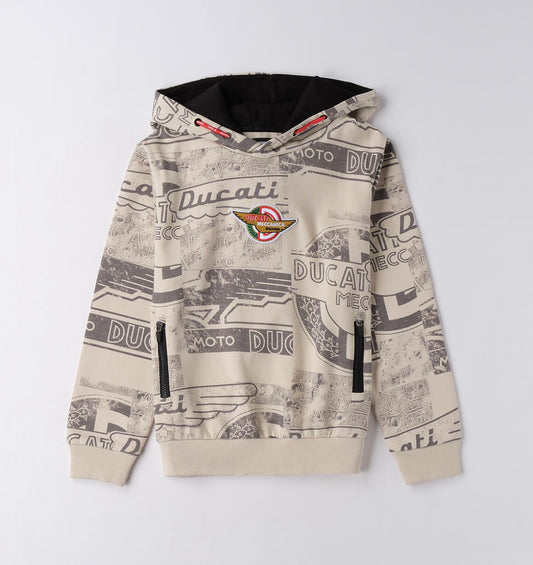 Felpa con cappuccio e fantasia allover