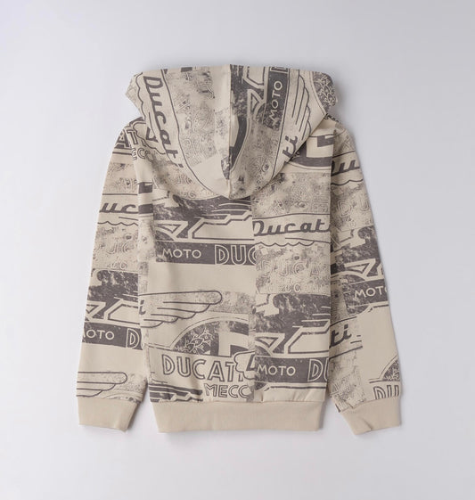 Felpa con cappuccio e fantasia allover