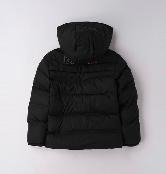 Piumino con cappuccio e apertura frontale con zip