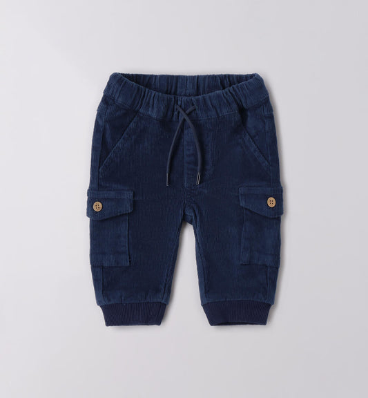 Pantalone cargo neonato in velluto blu