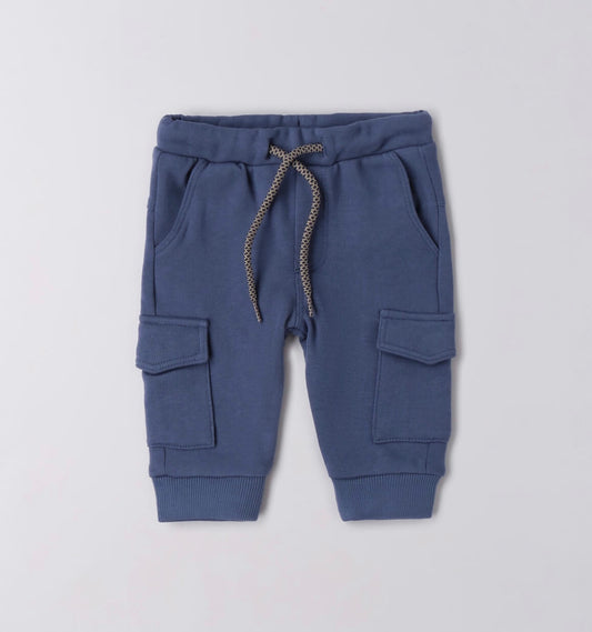 Pantalone neonato felpato modello cargo