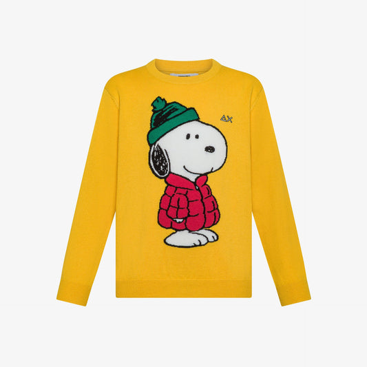 Maglia girocollo in misto lana giallo