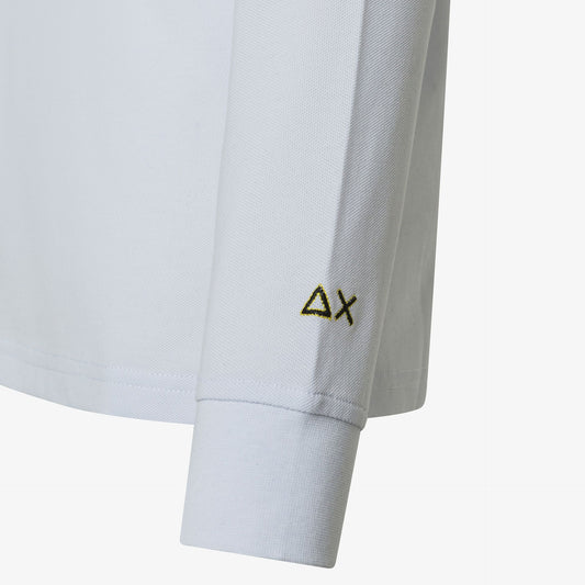 Polo in piquet di cotone bianco