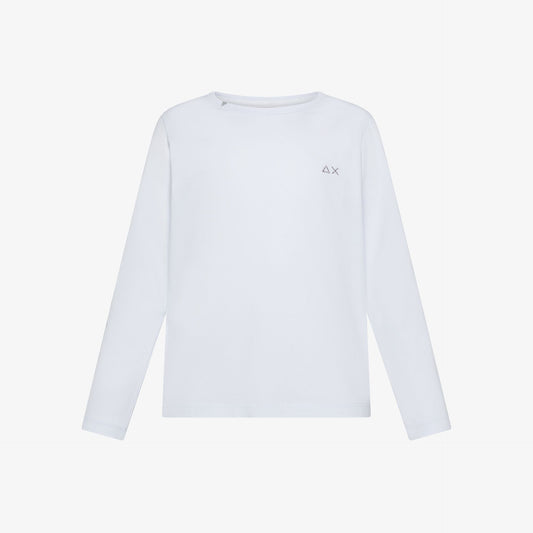T-shirt in cotone con maniche lunghe bianco