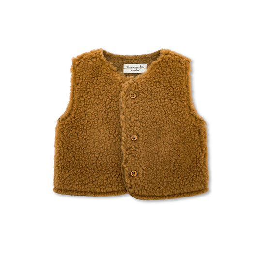 Gilet teddy nel colore caramel